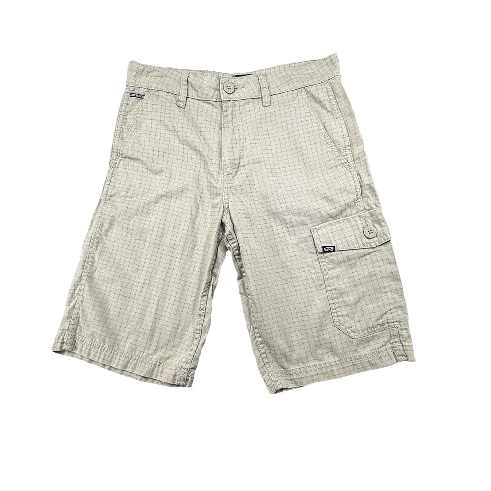 Vans Off The Wall Men's Cargo Shorts Plaid Out Beige‎ Cotton Size 28 Skater